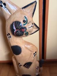 Vintage Folk Art Wood Cat Very Tall, Yellow Probably From ...