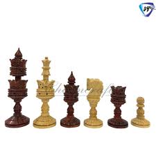 Wooden Chess Pieces Set - 4.25" LOTUS ARTISTIC Hand ...