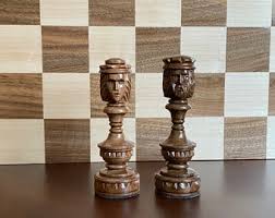 Handmade Carved Wooden Chess Pieces Set With Storage - Etsy
