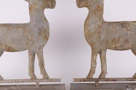 Lot - Pair of Deer Form Grey-Painted Metal Weathervanes