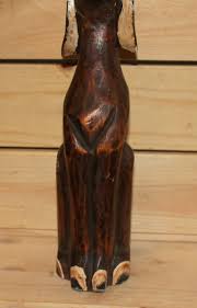 Vintage hand carving wood dog figurine | eBay