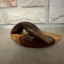 2 Minimalist Wooden Ducks Accent Pieces Hand Crafted Inlay ...