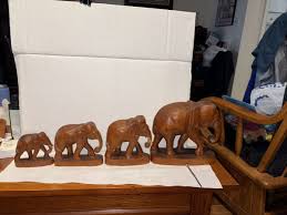 Vintage Carved Wood Elephant Family Figurines Set of 4 2need ...