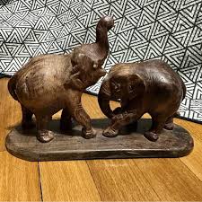 Art | Vintage Hand Carved Rosewood Elephants From India ...