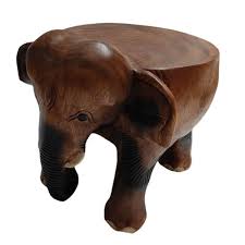 Wood Carved Elephant Head Kid Chair Stool Side Table | eBay