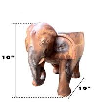 Wooden Elephant Chair 10" Hand Carved Solid Wood Stool Small ...