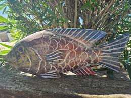 Carved Wooden Fish Nautical Home Decor – 3 Sizes & 2 Colors ...