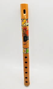 Vintage Handmade Bamboo Flute Exotic Hand Painted Wind ...
