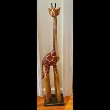 Vintage Tall Wooden Giraffe Statue - Etsy