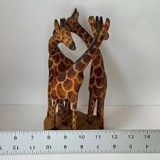 Hand Crafted | Accents | Giraffe Sculpture Art Hand Carved Single Piece Of Wood Dancing Giraffe Figurine | Poshmark