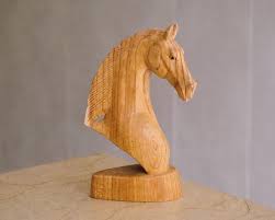Wooden Horse Head Sculpture, Wood Carving, Hand Carved ...