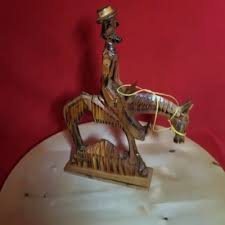 VTG Hand Carved Wooden Don Quixote on His Faithful Horse Rope Twine Harness Stat | eBay