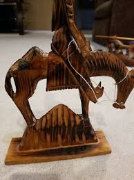 VINTAGE HANDCRAFTED WOODEN MAN RIDING HORSE FIGURE 15"H X 9.5" | eBay