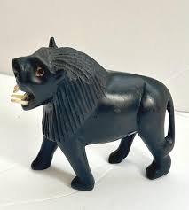 Vintage African Ebony Wood Carved Lions . Set of 2. - Etsy