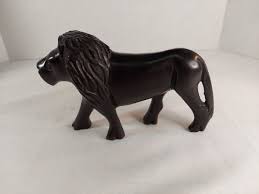 Carved wood lion black | eBay