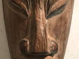 Carved Wood Indonesian Jenggot Wall Mask with Sea Turtle Design 15.75" x 5.25" W | eBay