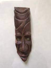 VTG 14" African Mask Vintage Iron wood carved Wall decor VTG home OLD amulet USA | eBay