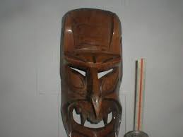 Vtg 19"x8" Hand Carved Wood Devil Mask Japanese Inro Ojime Hannya Demon Satan | eBay