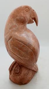 Hand Crafted Carved Pink Stone Bird Parrot, VGC | eBay