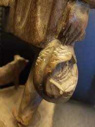 Old man with Dog Wood Carving Art 5x4.5x12" Vintage | eBay