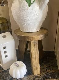 Plant Pot Stand Slim Tall. Rustic Solid Wood. Wooden Stool ...