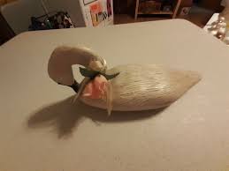 Vintage Duck With White & Pink Ribbon Around Neck Very Heavy ...