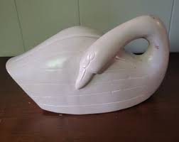 Large Artist Hand Carved Stone Swan Goose Sculpture - White ...
