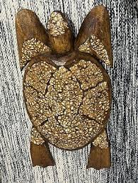 Hand Carved Wooden Turtle Wall Hanging Decor Art 10” x 20” New Without Tags | eBay