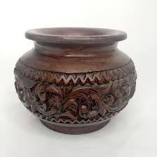 Hand Turned Bowl Carved Wood 6" Vintage Boho Chic | eBay