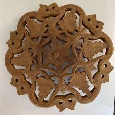 Vintage Wooden Hand Carved Trivet - Made in India 6" x 1 ...