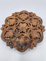 Hand Carved Wooden Raised Footed Trivet Made In India Leaves ...