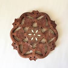 Vintage Sheesham Wood Trivets a Pair | Hand Carved Indian ...