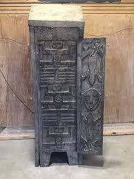 Vintage or Antique Brown Grey Wooden Carved Box With Doors ...