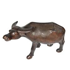 Vintage Hand-Carved Solid Wood Water Buffalo Animal Figurine | Chairish