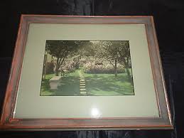 Antique Hand Colored Tinted Photograph Path Gate Blossoms Garden | eBay