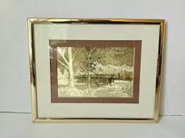 Vintage Manifestations Optical Illusionary Art Foil Print Gold Covered Bridge | eBay