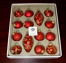 new martha stewart glass christmas ornaments set 14ct red | eBay