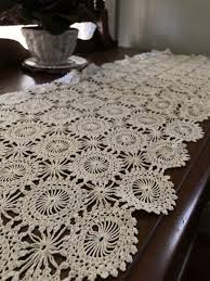 VTG Embroidered Doily Rectangular Table Runner Crochet 41 x 15 | eBay