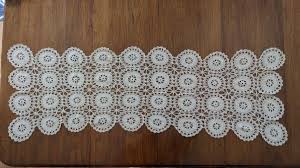 VTG CROCHETED HANDMADE Table Topper Or Dresser Or Buffet Scarf Beige 46" X 15" | eBay