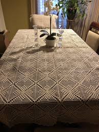 Hand Crochet Table Cloth Natural 85X56 New | eBay