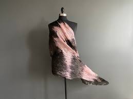 Peach Black Scarf - Morning Field - Peach, Salmon, Pink, Black Silk Scarf. - Etsy