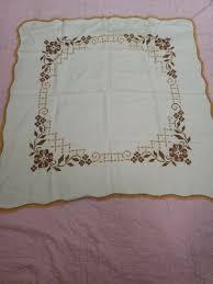 Vtg Cross Stitch homemade Table Cloth Linen Kitchen Dining ...