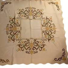 Linen Tablecloth Hand Embroidered Cross Stitch Design ...