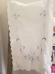 White Blue Table Runner Shabby Chic Table Topper Machine Made Runner Finished Scallop Edging Runner With Light Blue Table Decor - Etsy Canada