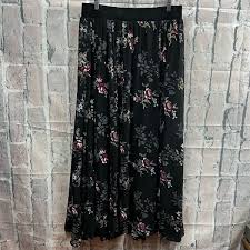 Torrid Womens Black Floral Chiffon Flare Maxi Skirt Size 0 ...