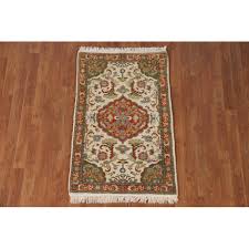 Floral Ivory Kashan Oriental Accent Rug Handmade Wool Carpet - 2'6" x 4'1" - Overstock - 38077794