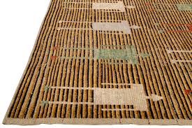 Brown Modern Moroccan Style Handmade People Pattern Motif Oversize Wool Rug | Chairish