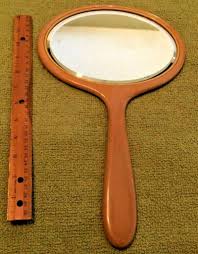 Large Antique Beveled Hand Mirror Celluloid? Art Deco Decor Mid Century Heavy | eBay