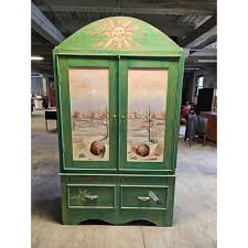 Hand Built Custom Painted Wood Armoire – Unusual Finds
