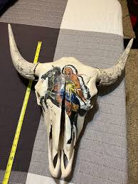 Bull Cow Skull Painting Native American by John Lloyd | eBay